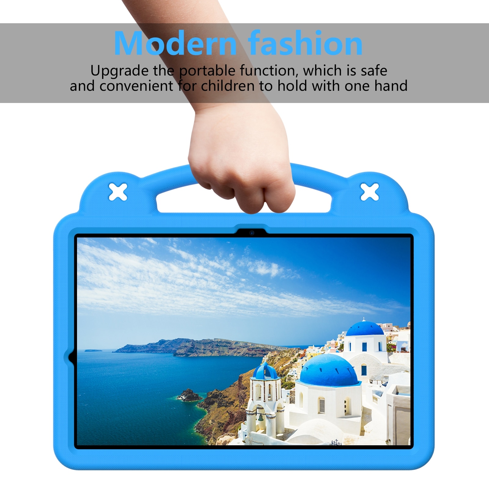 Husa tableta compatibila cu Samsung Galaxy Tab S10+12.4 X820, maner, suport kickstand, EVA rezistent la socuri, albastru cer inchis