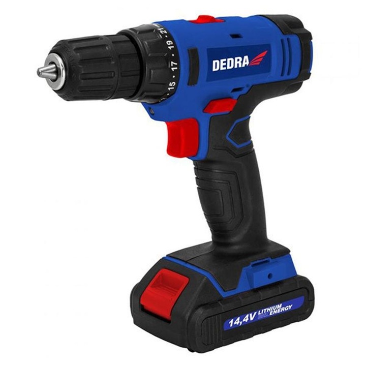 Dedra akkumulátoros fúró- és csavarozó 14,4V Li-ion 26 Nm