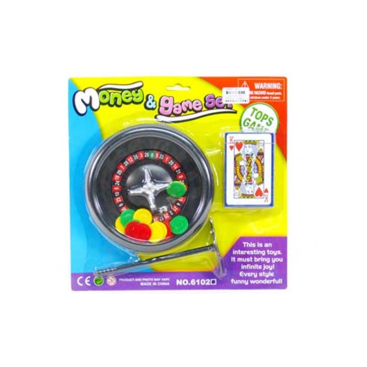 Szerencsejáték kerék, kártyák és zsetonok, szerencsekerék, oktató társasjáték, színes