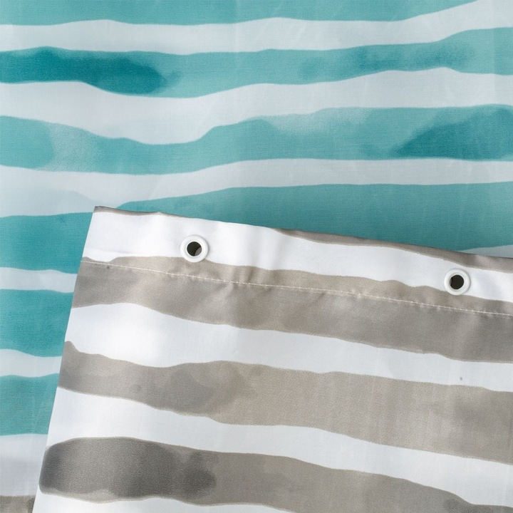 Perdea de Dus cu Linii Orizontale Gri Verde Deschis 180x180cm