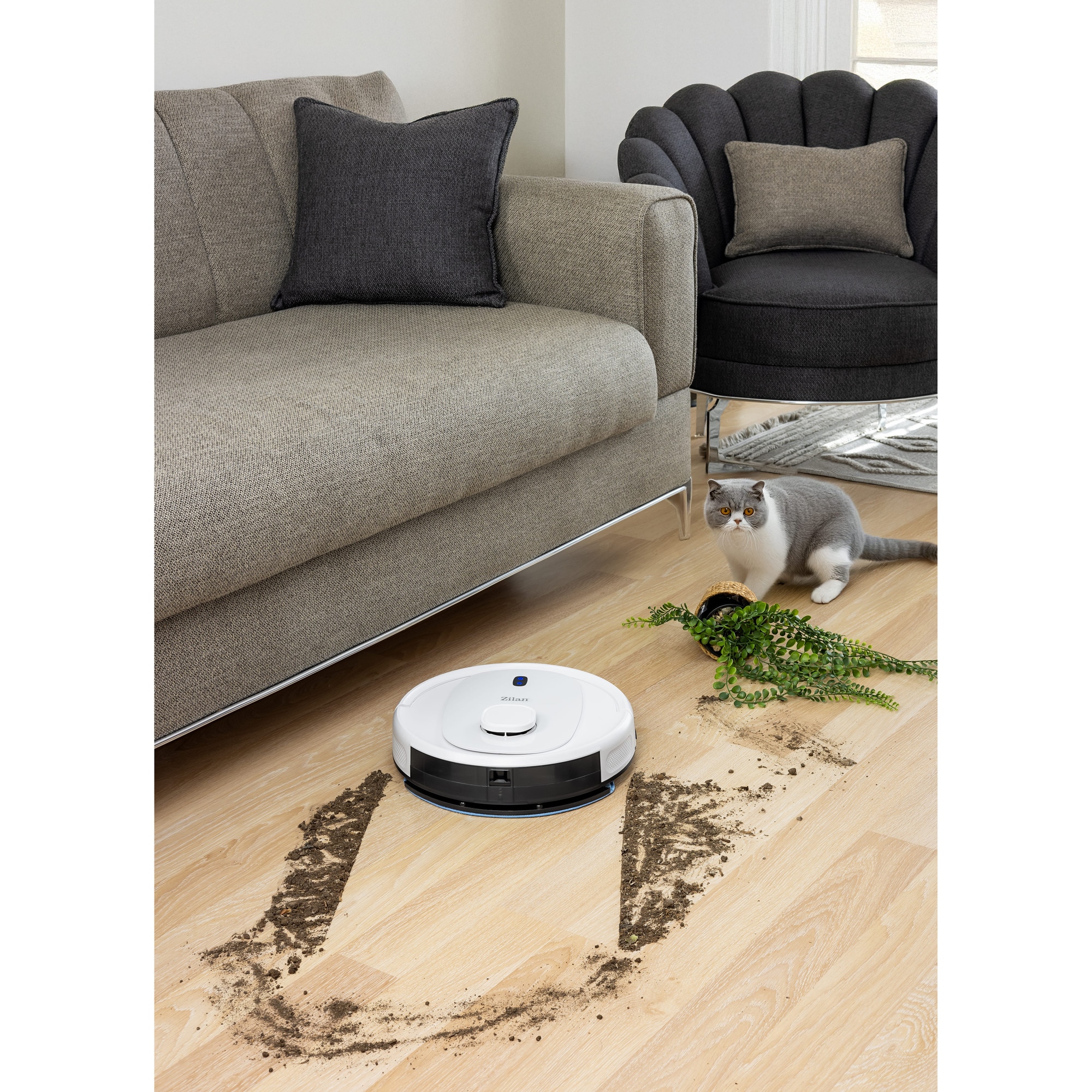 Aspirator robot Zilan ZLN5400, Putere aspirare 2700pa, Zgomot sub 68dB, 3 nivel putere, conexiune Wi-Fi, Baterie 3200mAh