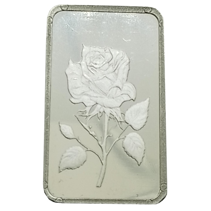 Сребърно кюлче, Rusalia, Роза 5 грамa, Ag 999.9