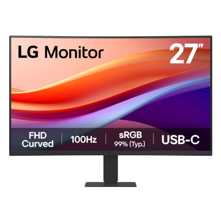 Monitor VA LED LG 27" 27U421A-B, Full HD 1920 x 1080, HDMI, ívelt képernyő, 100 Hz, 5 ms fekete