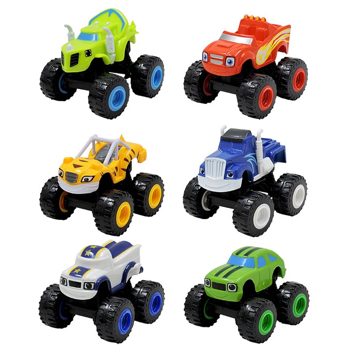 Колички Blaze and the Monster Machines, комплект от 6 броя, 6.5x7.5x6.5 см, многоцветни