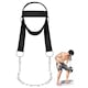 Ham pentru cap pentru lucrat muschii gatului, Axroad Mall, Ham de antrenare gatului cu lanta de fier, Accesorii de fitness, Cu suport pentru barbie, Ajustabile, Pentru intarire musculara a gatului si spatelui superior, 70cm, Poliester, Negru
