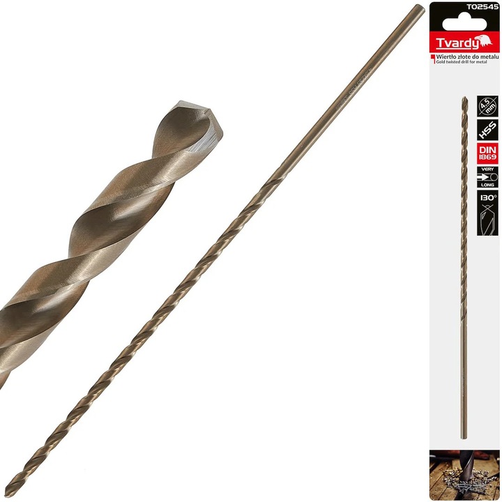 Burghiu metal HSS Tvardy T02545, 4.5x235mm, lungime mare, design special