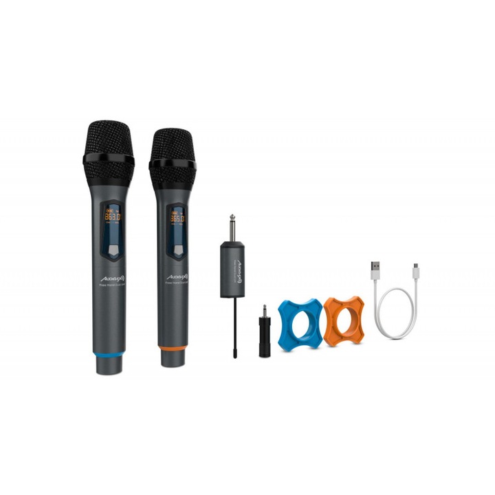 Sistem microfoane wireless Audibax Missouri Free Hand Dual UHF Black and Silver