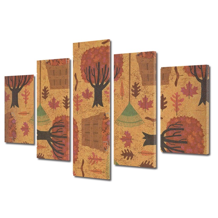 Set Tablouri Multicanvas 5 Piese Halloween Motive de toamna, 60 x 100 cm