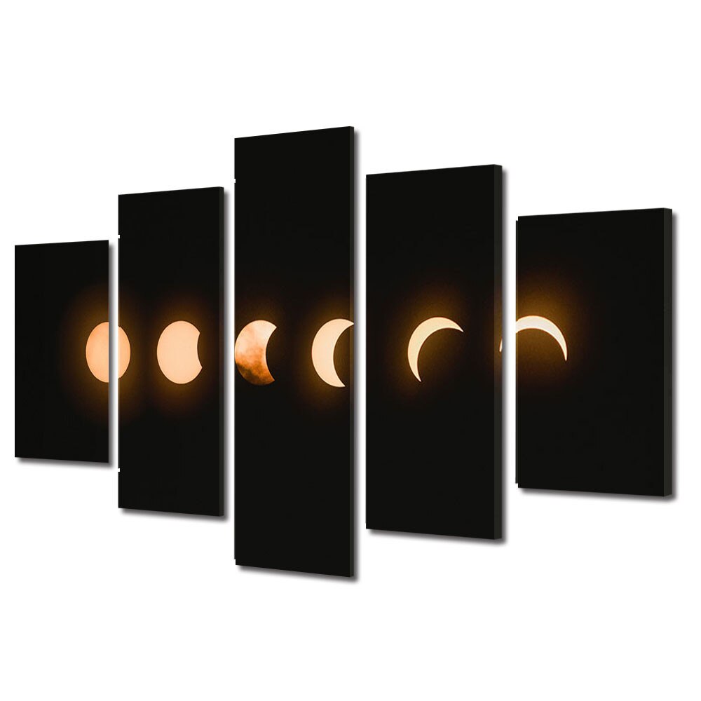 Set Tablouri Multicanvas 5 Piese Halloween Fazele lunii, 60 x 100 cm