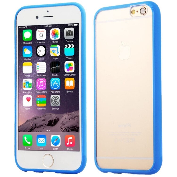 Husa Bumper AIr-Cushion pentru iPhone 6 Plus si iPhone 6S Plus, Bumper albastru, Carcasa transparenta