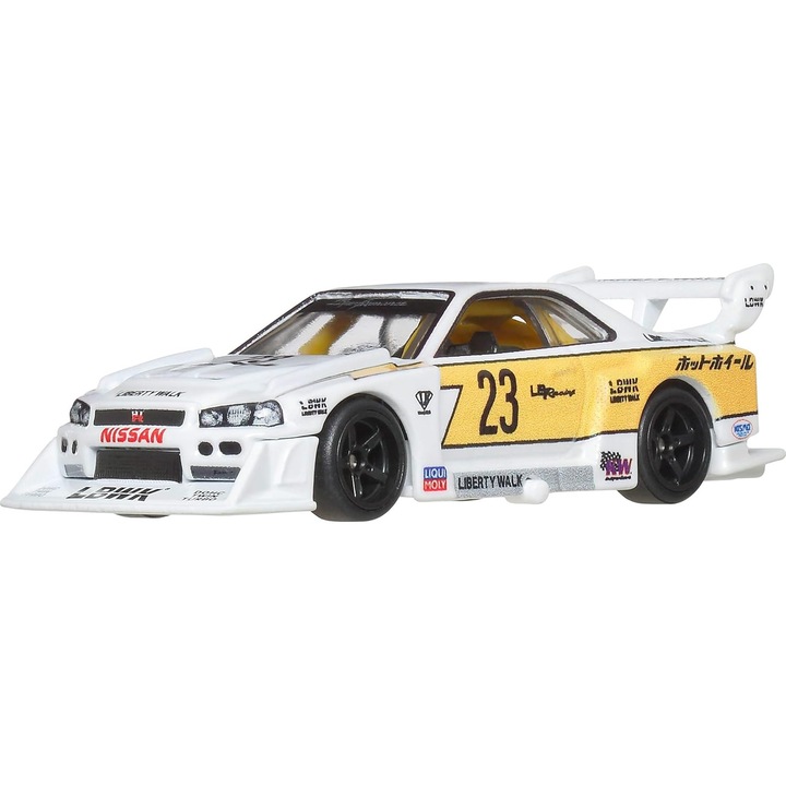 Masinuta Hot Wheels Premium, Silhouettes, LB-ER34 Super Silhouette Nissan Skyline 1/5, JBK59, 1:64, Alb