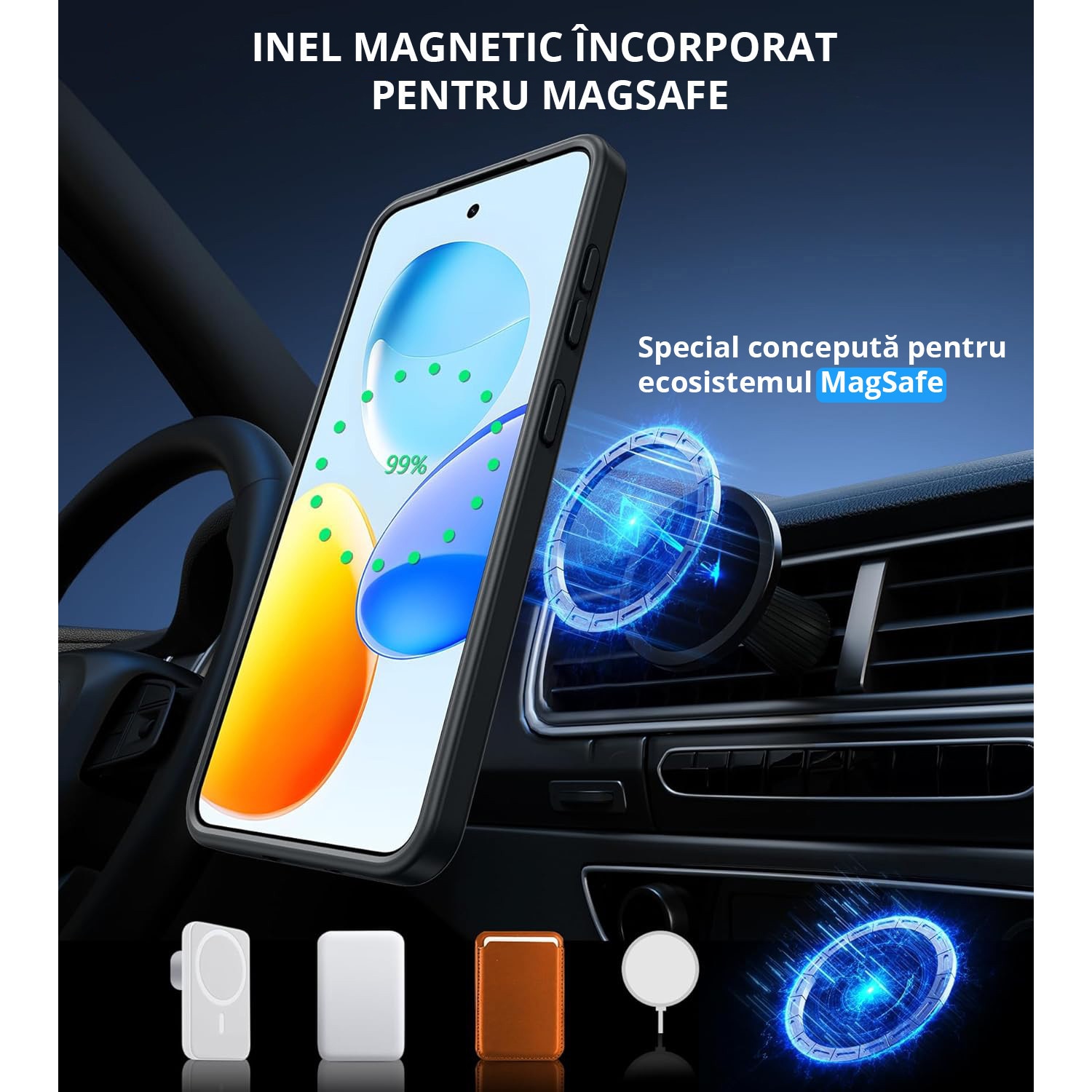 Husa pentru Samsung Galaxy S24 PLUS, MobileSmart MagSafe, Hybrid ultra slim, carcasa spate Antisoc, hardcase, Negru