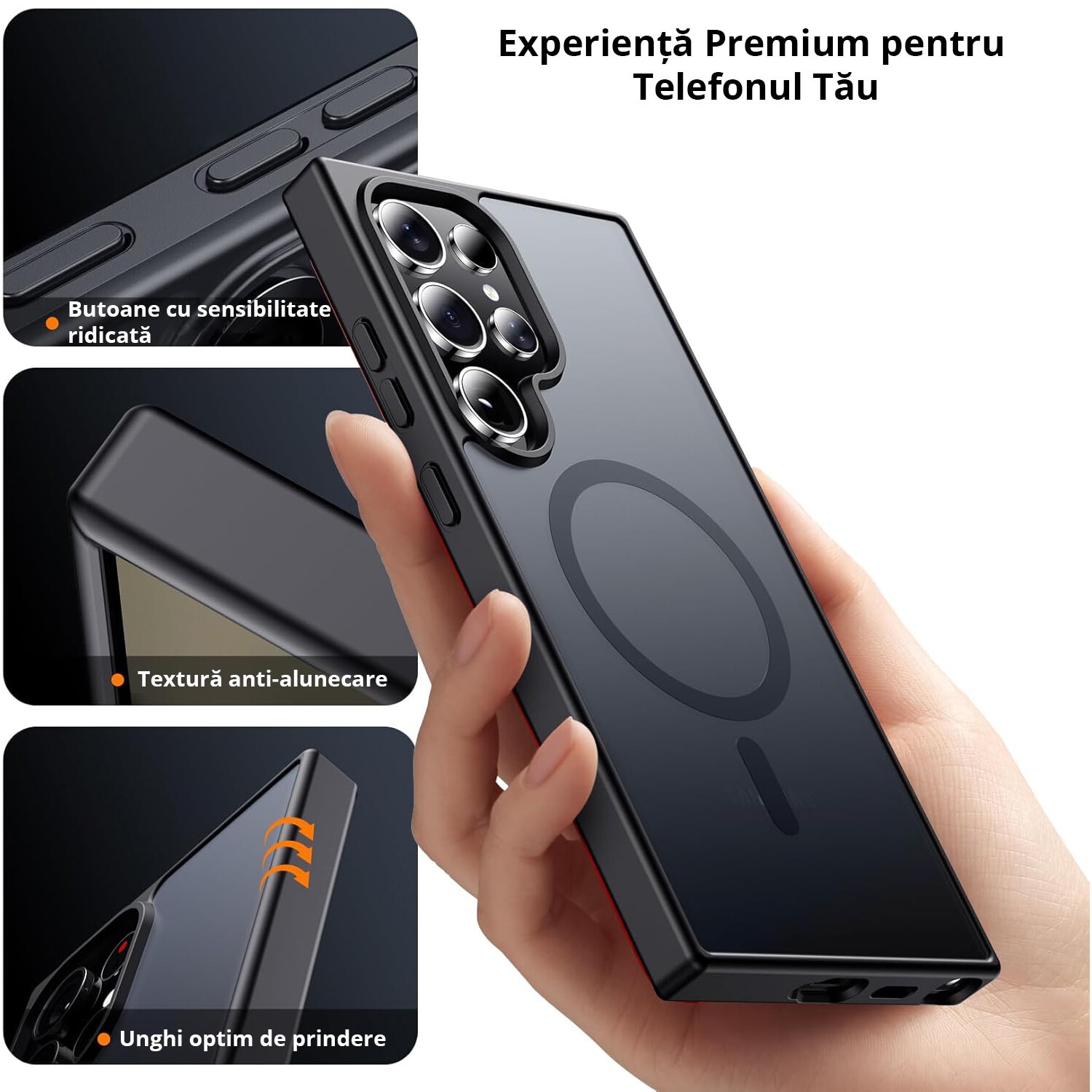 Husa pentru Samsung Galaxy S24 ULTRA, MobileSmart MagSafe, Hybrid ultra slim, carcasa spate Antisoc, hardcase, Negru