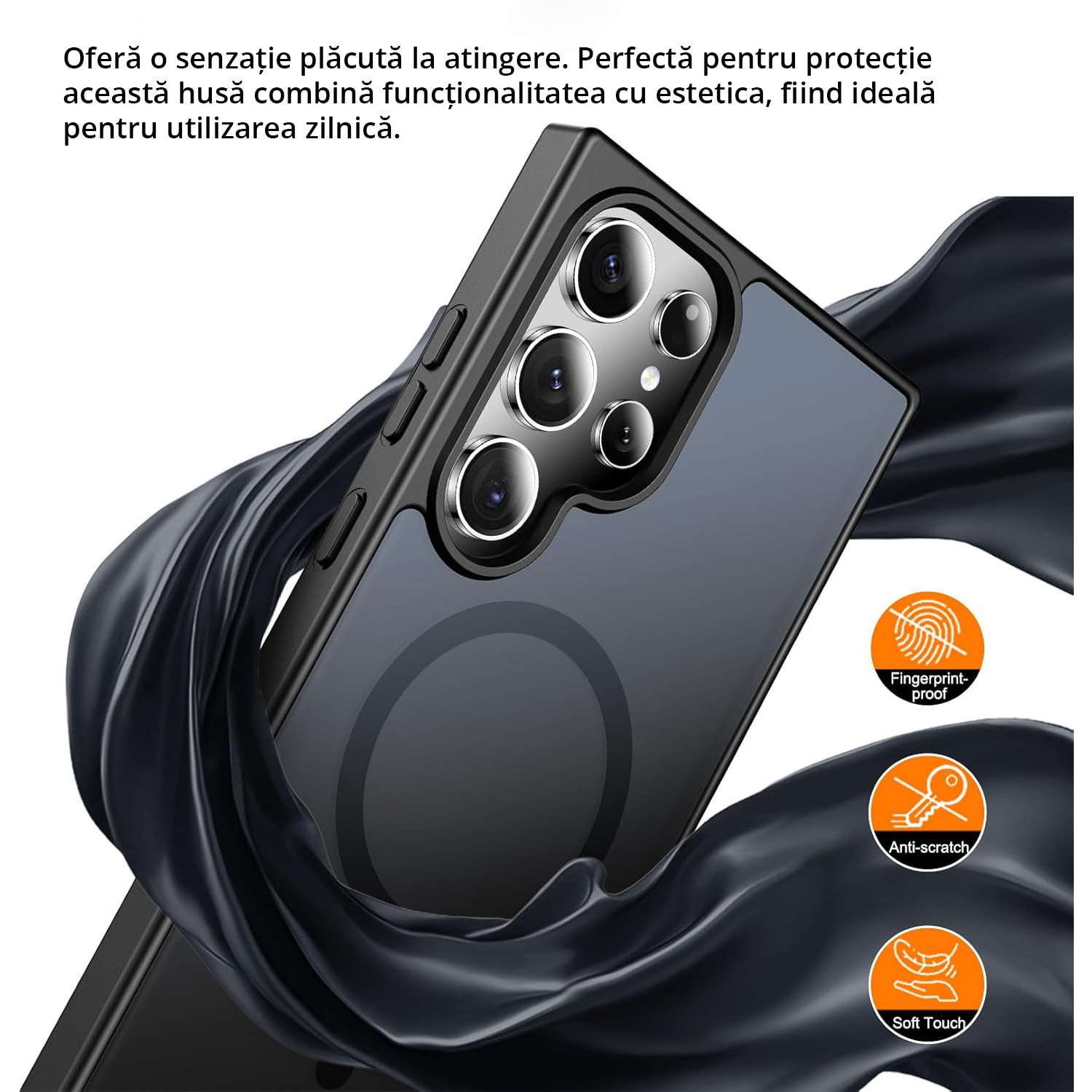 Husa pentru Samsung Galaxy S24 ULTRA, MobileSmart MagSafe, Hybrid ultra slim, carcasa spate Antisoc, hardcase, Negru