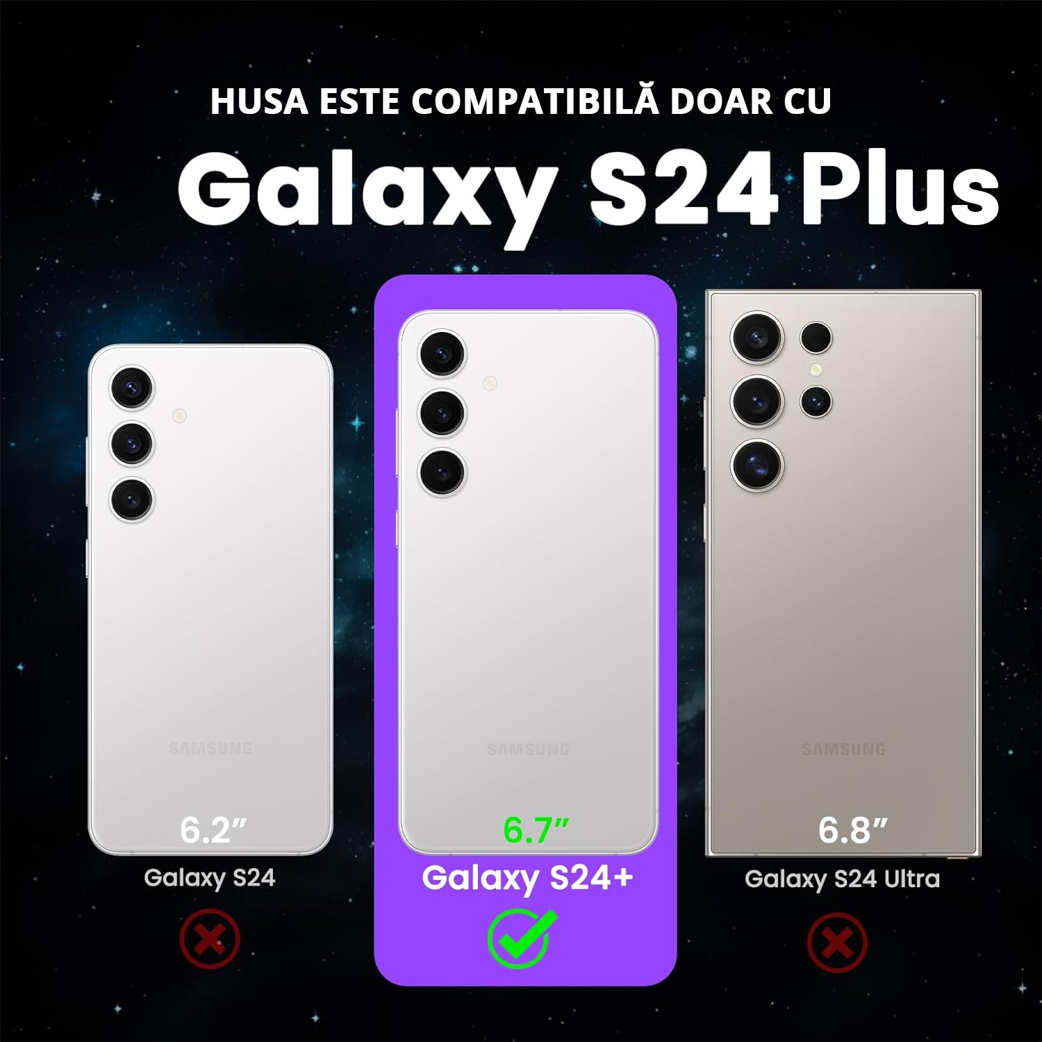 Husa pentru Samsung Galaxy S24 PLUS, MobileSmart MagSafe, Hybrid ultra slim, carcasa spate Antisoc, hardcase, Negru