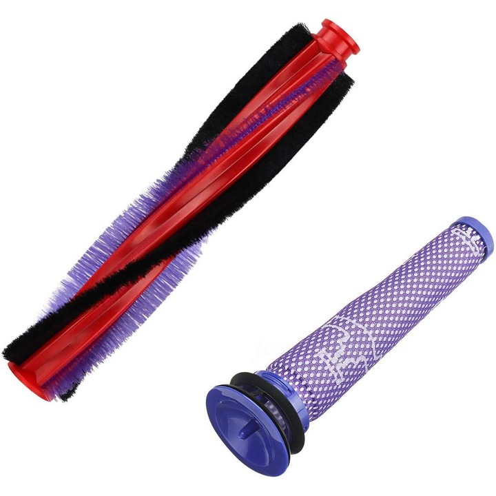 Perie de role pentru aspirator, set de inlocuire, 185mm, compatibila cu Dyson V6/DC59/DC62/SV03, 1 perie si 1 filtru