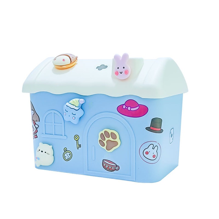 Kis otthoni párásító, nagy kapacitás, 600ml, 30-50ml/óra, USB, 131x91x102mm, kék