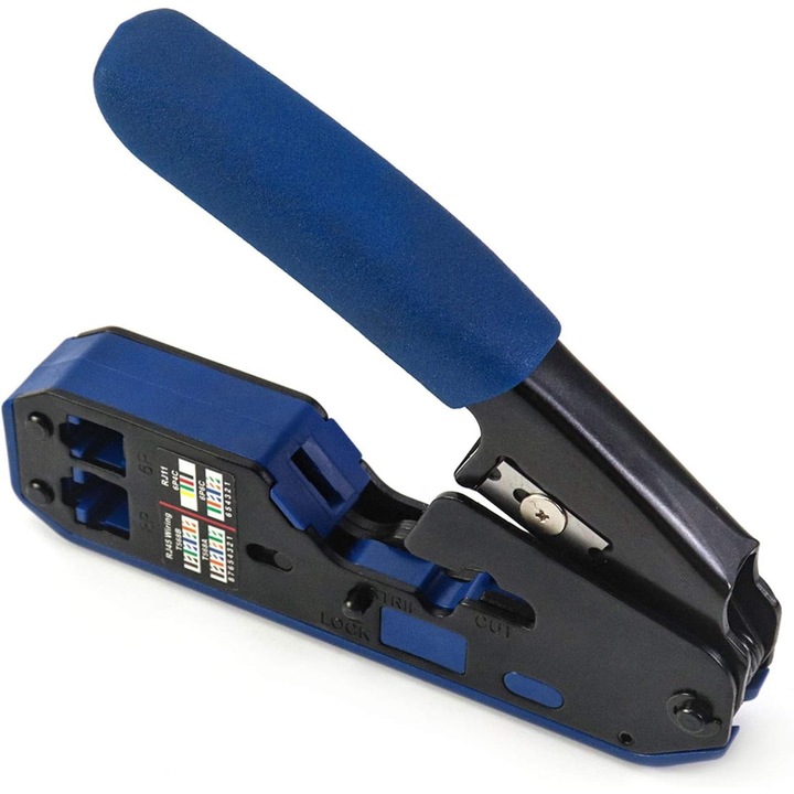 Cleste crimpare modular, compatibil RJ45/RJ11, design ergonomic, unitar, pentru cabluri CAT5/CAT5e/CAT6