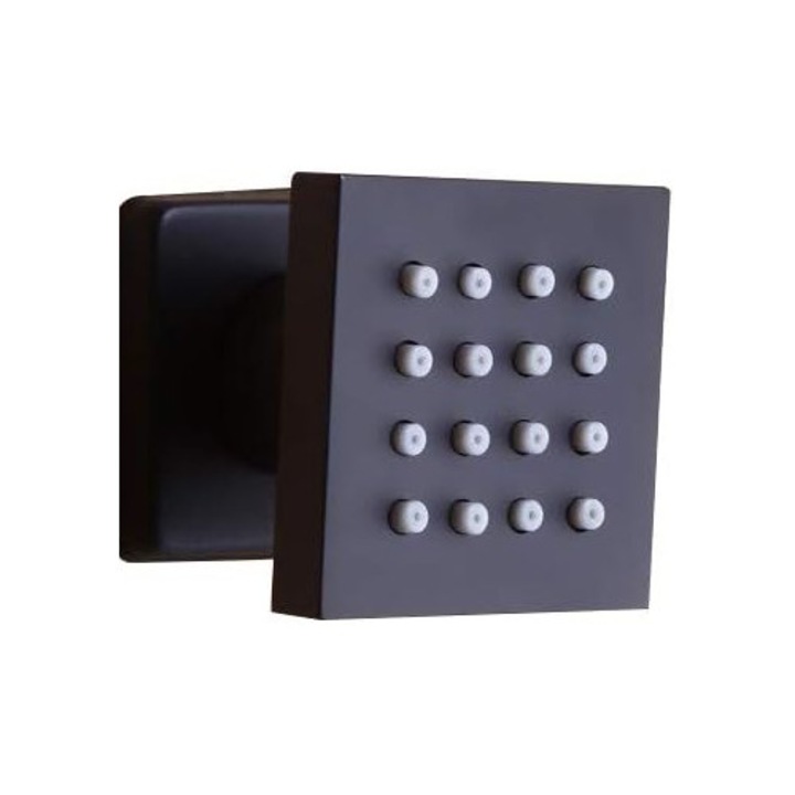 Para de dus cu 16 duze, ajustabila, finisaj negru mat, dimensiuni 50x50mm, 42x42mm