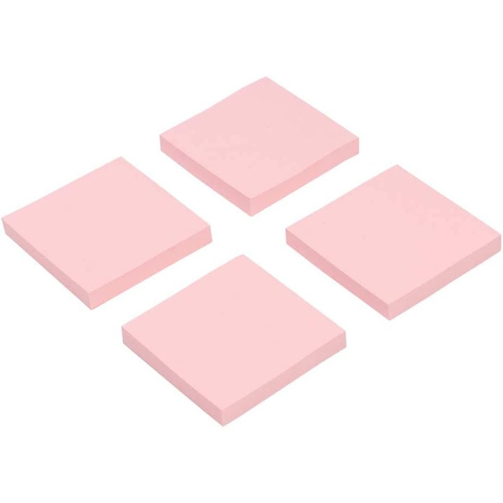 Set de 4 pachete de note adezive, 3x3 inch, 100 foi fiecare, roz intens
