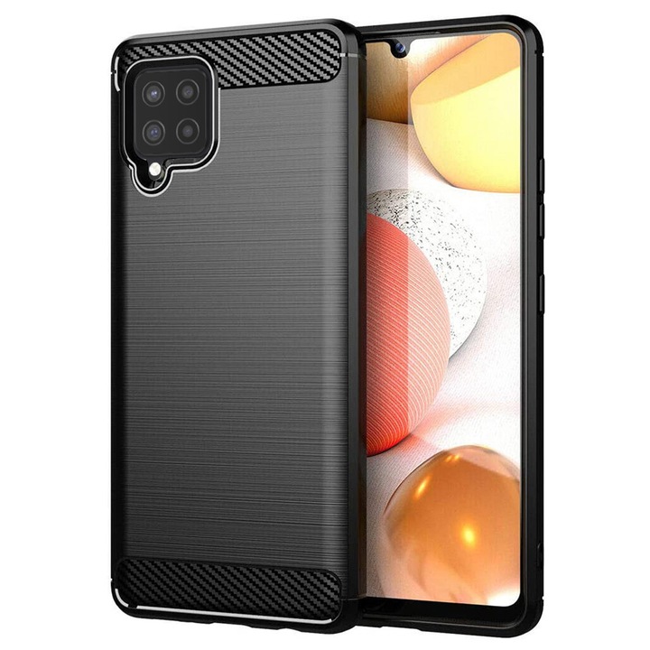 Husa Carbon pentru Samsung Galaxy A42 5G, Silicon TPU Durabil, Protectie sporita, Rezistenta la socuri, Grip Anti-Alunecare, Neagra