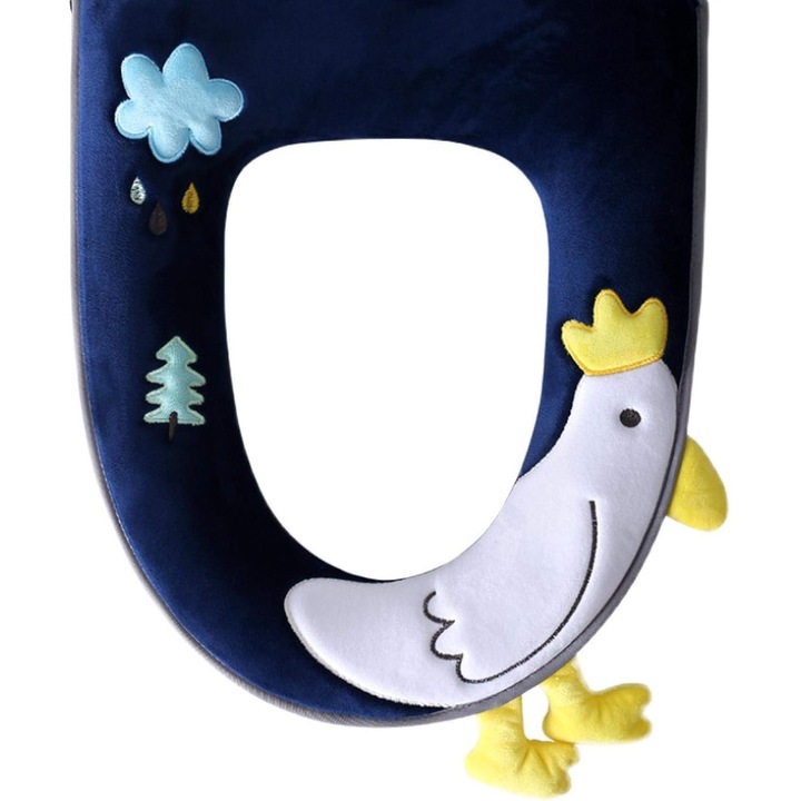 Плюшен калъф за тоалетна седалка, син, 44x38см