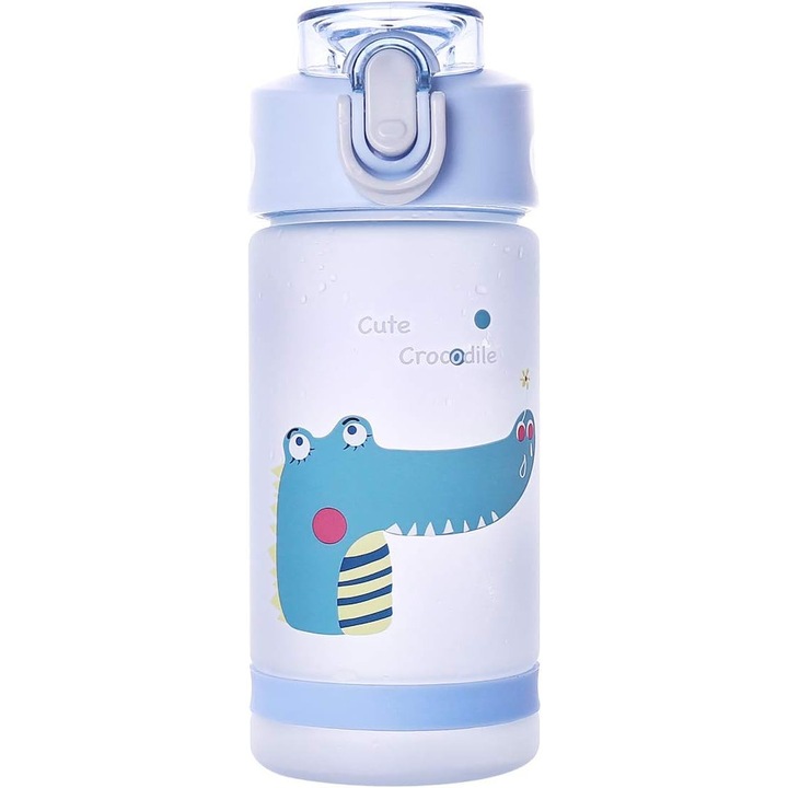 Sticla de apa cu pai, 550ml, Tritan, albastra, set cu accesorii