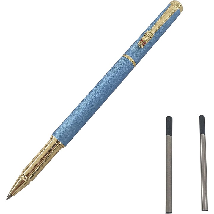 Fém toll, 0.5mm, 5 cserélhető patron, ajándékdoboz, 13.8x1.1cm