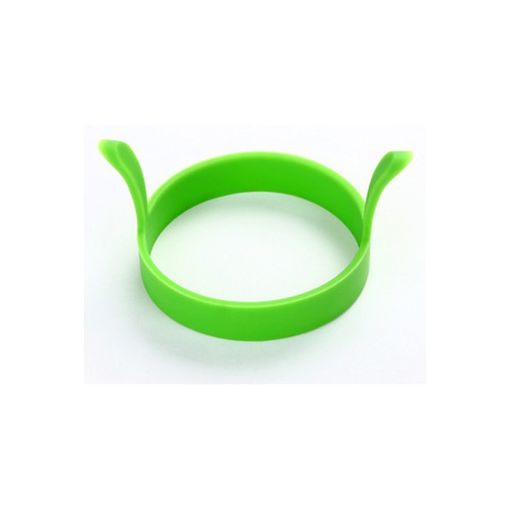 Set 4 forme din silicon pentru oua, rezistente la caldura, non-adezive, 8.5x1.7cm, verde