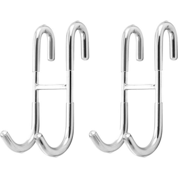 Set 2 carlige pentru usa de dus, inox, design antiderapant, pentru prosoape, usi din sticla
