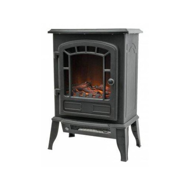 Semineu electric panoramic HOME 2000W 2 trepte de incalzire Negru