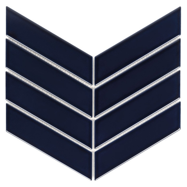 Faianta mozaic, DUNIN, ROYAL CHEVRON MIDNIGHT, Albastru, 31.8 x 22.4 x 0.7 cm