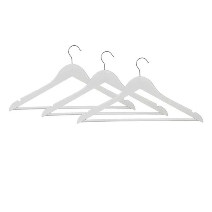 Umerase din lemn, 3 buc, alb, 44.5x22.5x1.2cm