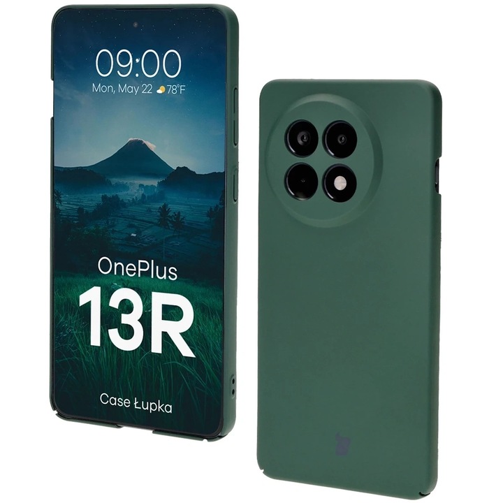 Husa telefon Bizon Lupka OnePlus 13R, rezistenta, verde, policarbonat, 1mm