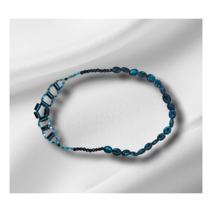 Colier pietre semipretioase creatie proprie handmade. Pietre agat, hematit, onix. Lungime 60cm