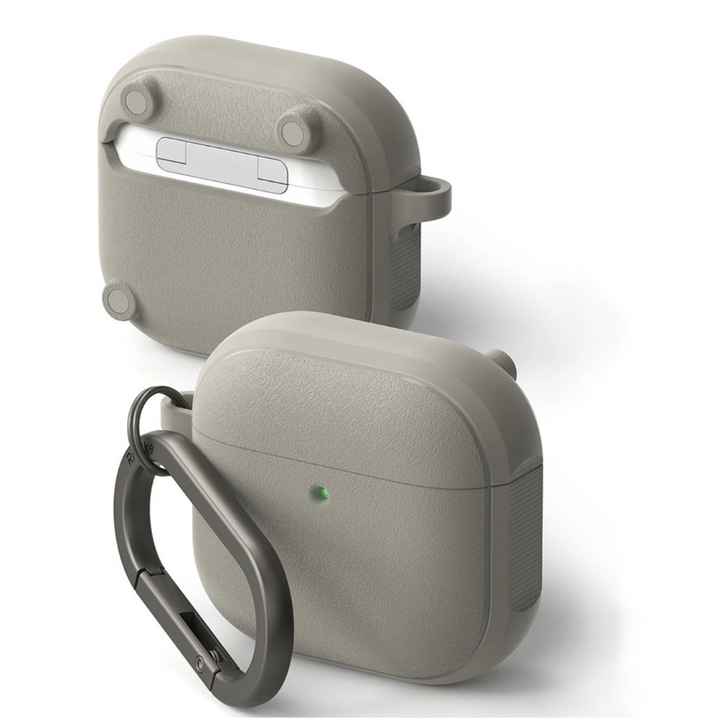 Husa pentru AirPods 4, Z88, Policarbonat, Termopoliuretan, Incarcare wireless, Warm Gray