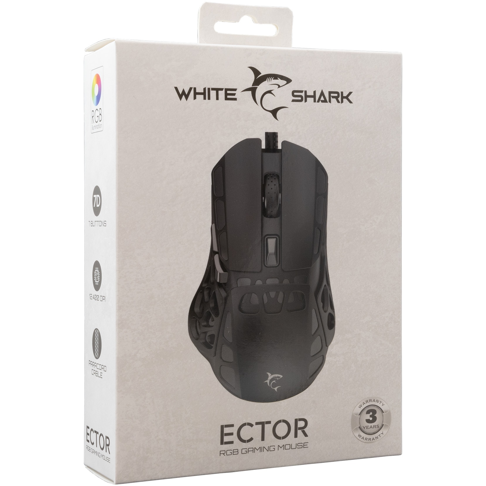 Mouse Gaming cu fir White Shark ECTOR, 12.400 DPI, 1.000Hz, 220IPS