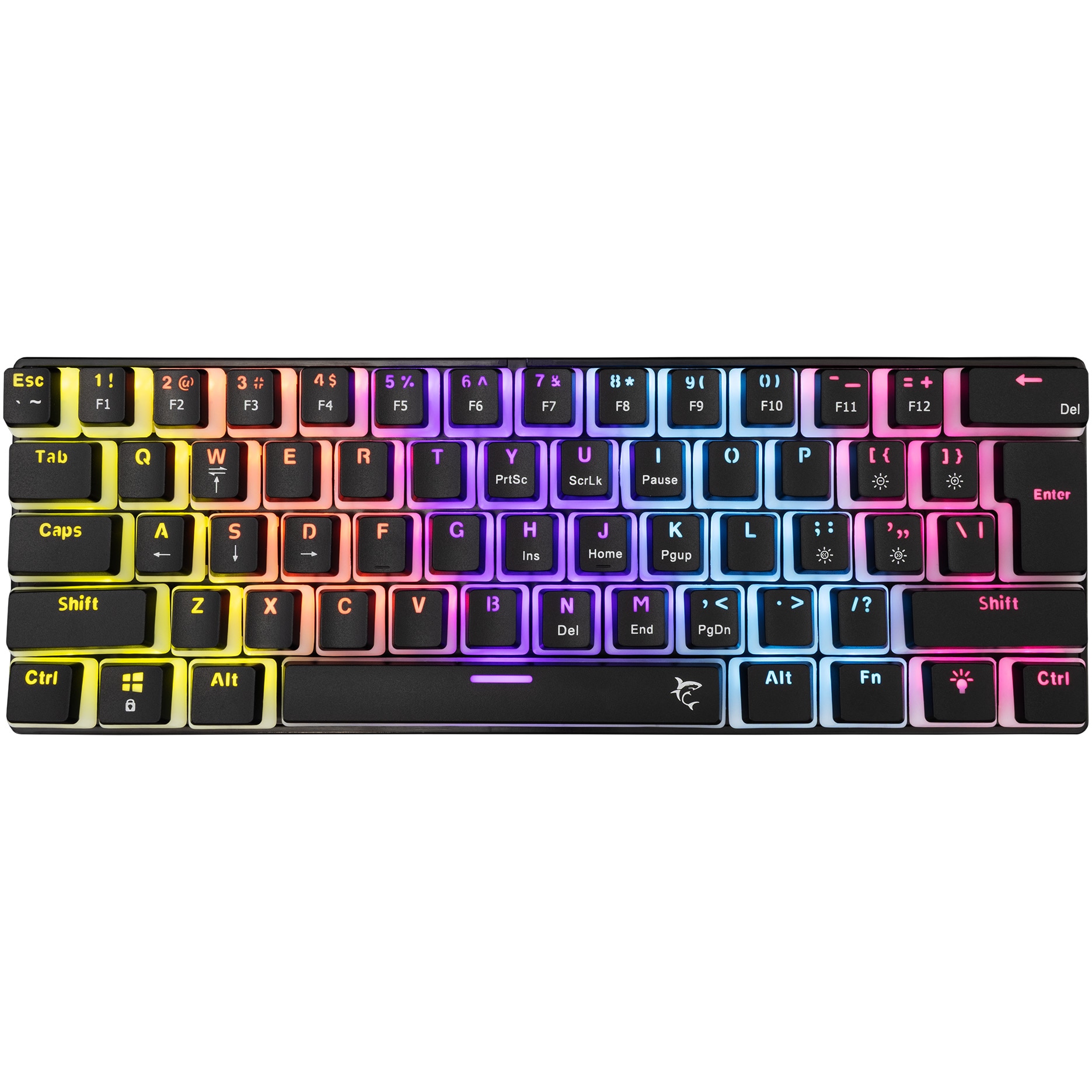 Tastatura Mecanica Gaming cu fir White Shark ASHIKO v2, BLUE Switch, Tip Compact Carry-On, Full Anti-Ghosting, Taste Iluminate Rainbow LED, Cablu 1.5m, Negru