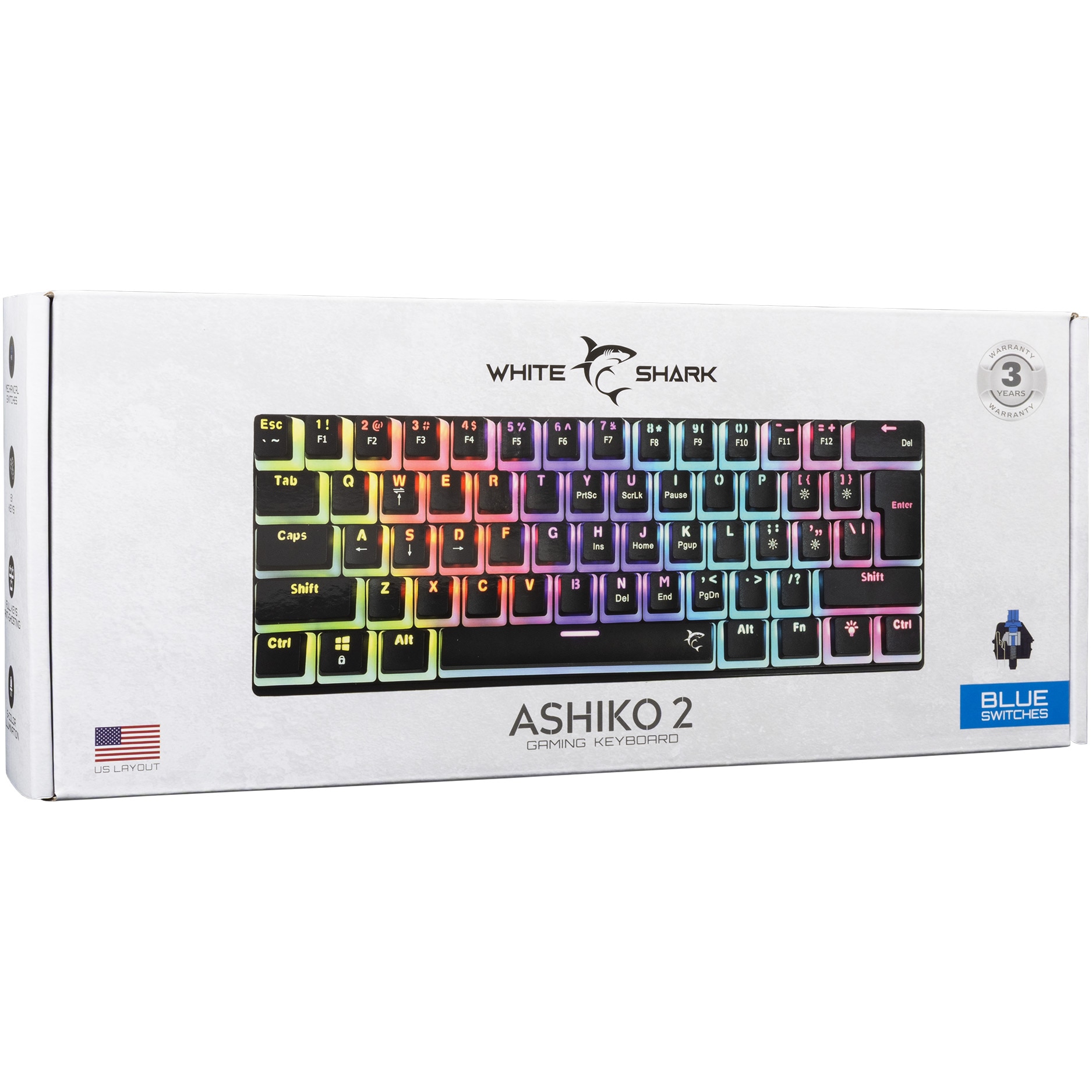 Tastatura Mecanica Gaming cu fir White Shark ASHIKO v2, BLUE