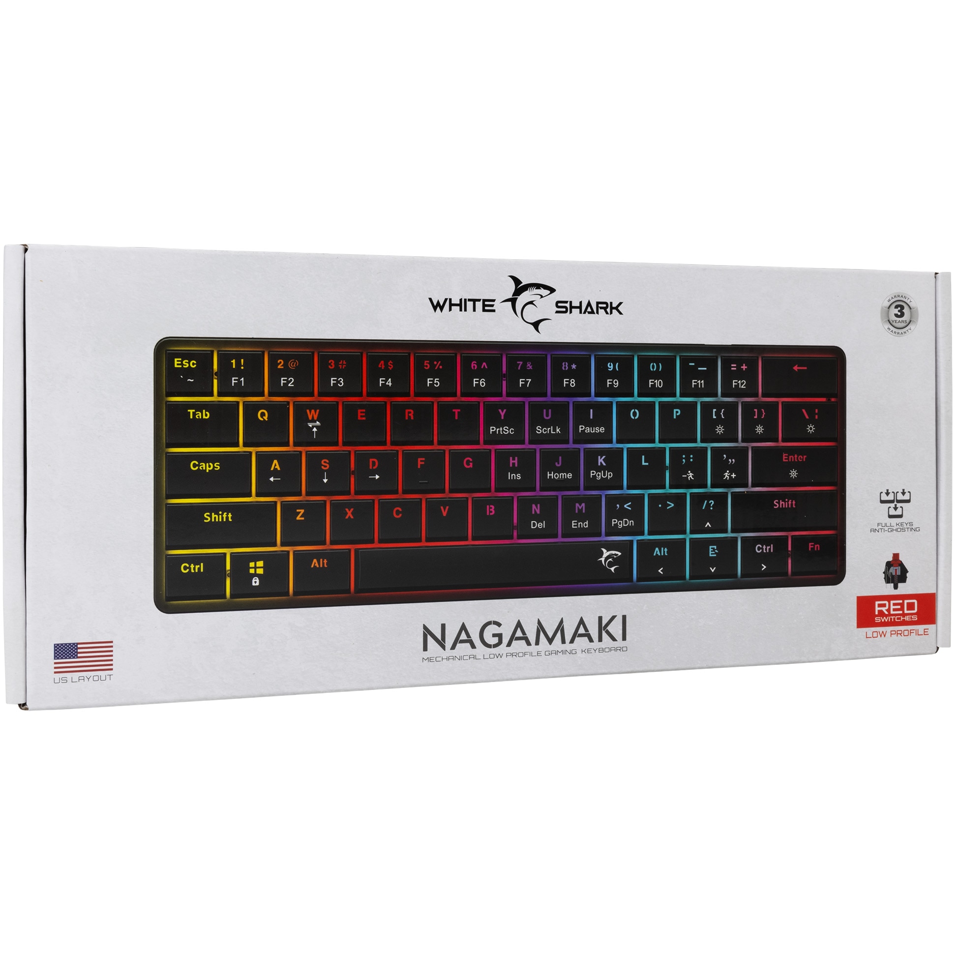 Tastatura Mecanica Gaming cu fir White Shark NAGAMAKI, RED Switch