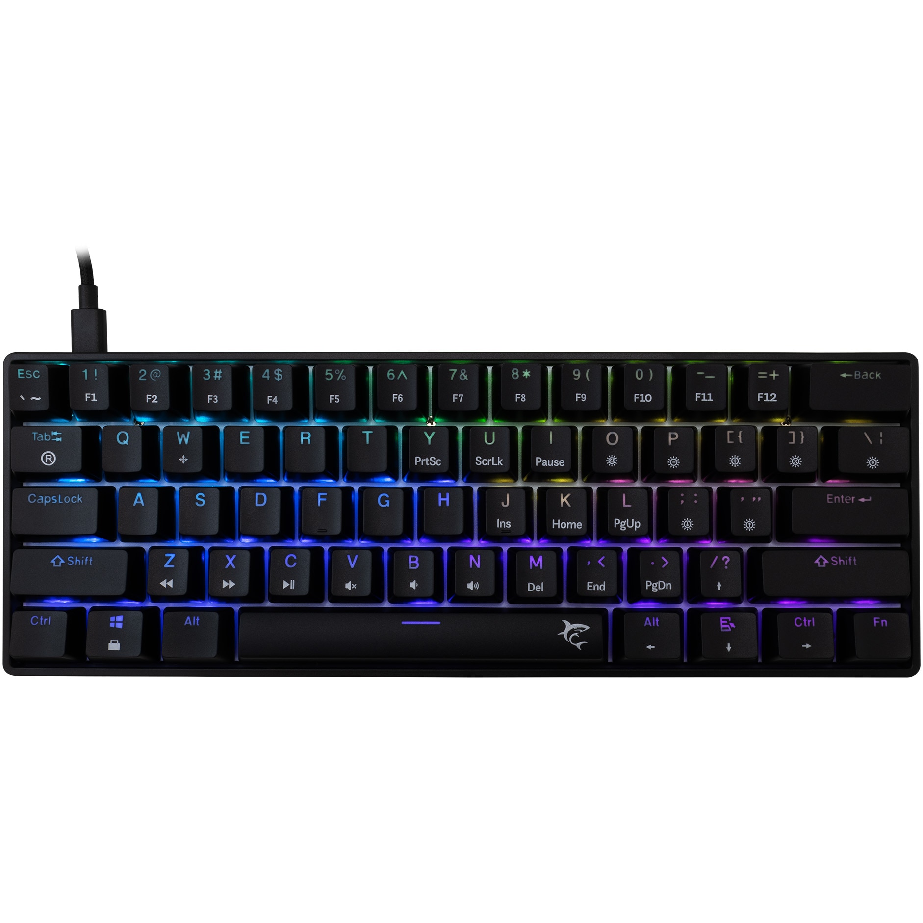 Tastatura Mecanica Gaming cu fir White Shark SHINOBI v2, BLUE OUTEMU Switch, Tip Compact Carry-On, Full Anti-Ghosting, Taste Iluminate RGB LED, Cablu braided 1.8m, Software, Negru