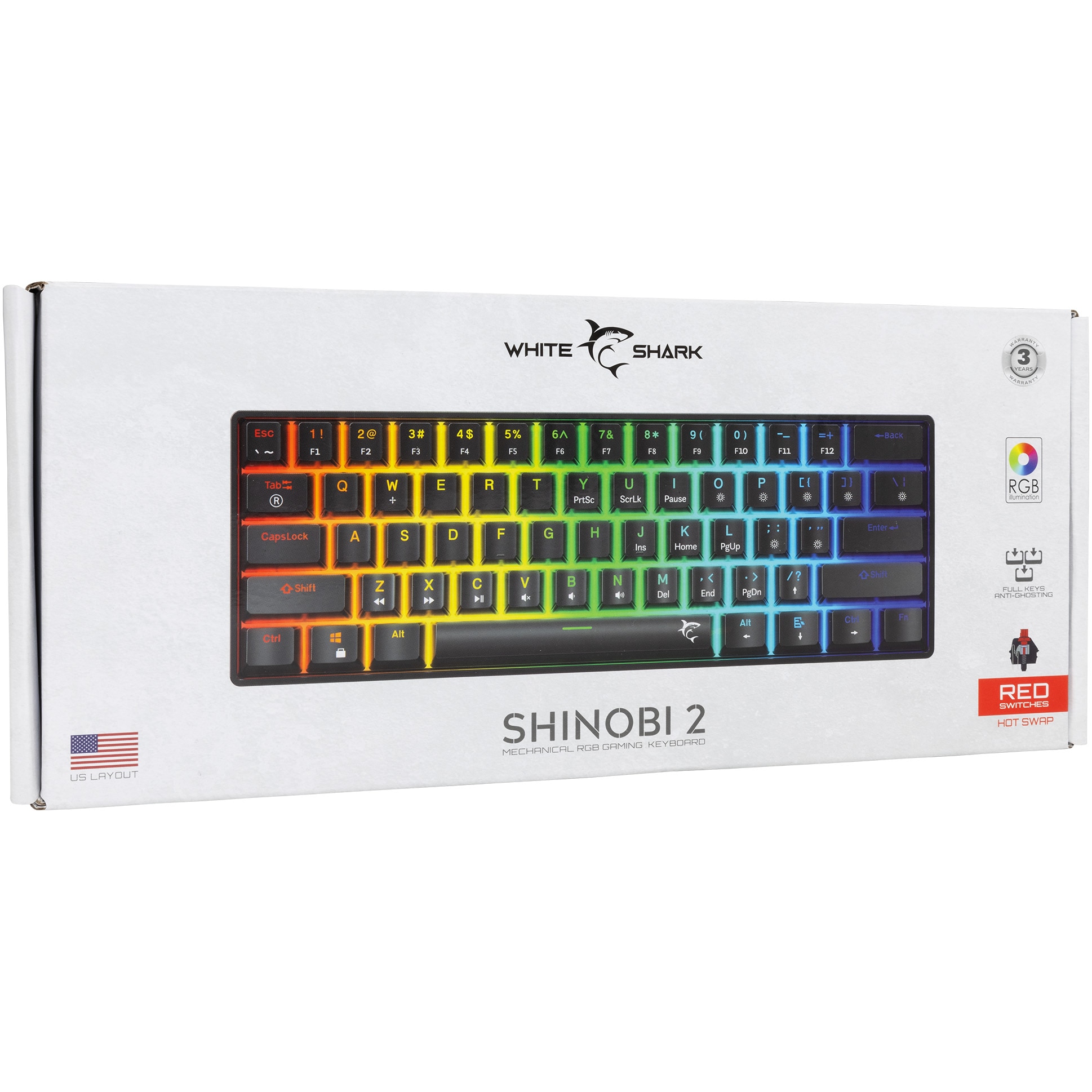 Tastatura Mecanica Gaming cu fir White Shark SHINOBI v2, RED