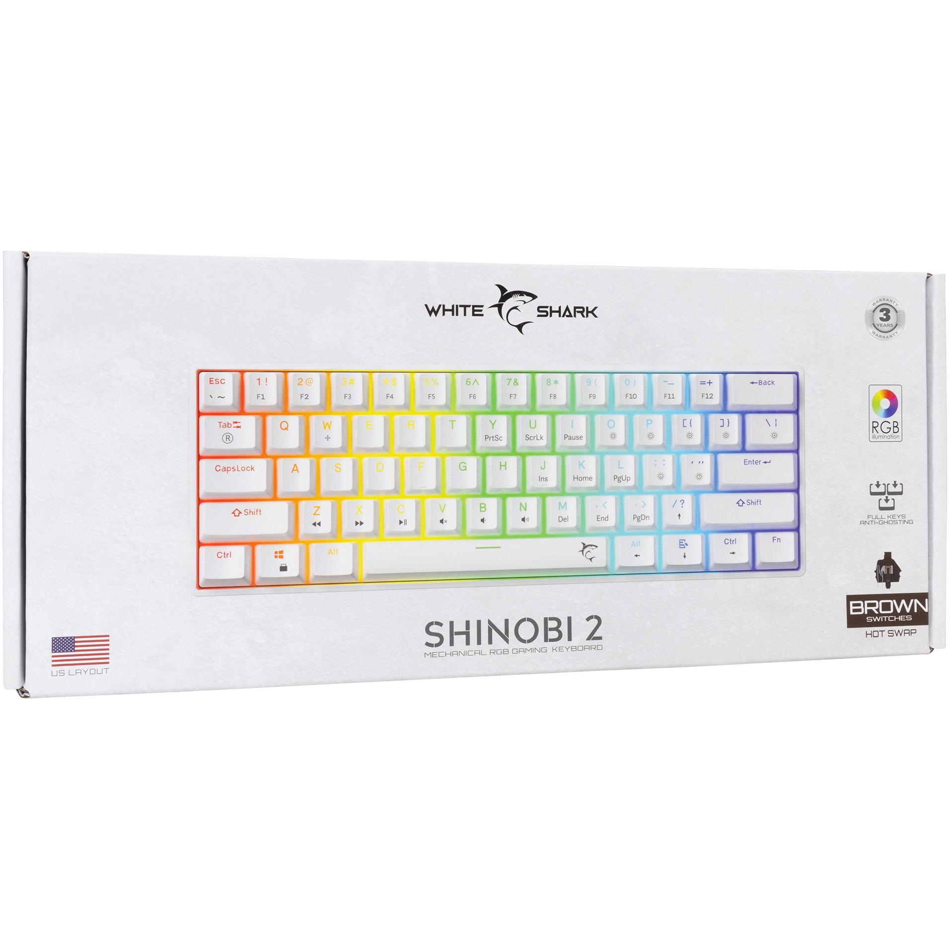 Tastatura Mecanica Gaming cu fir White Shark SHINOBI v2, BROWN