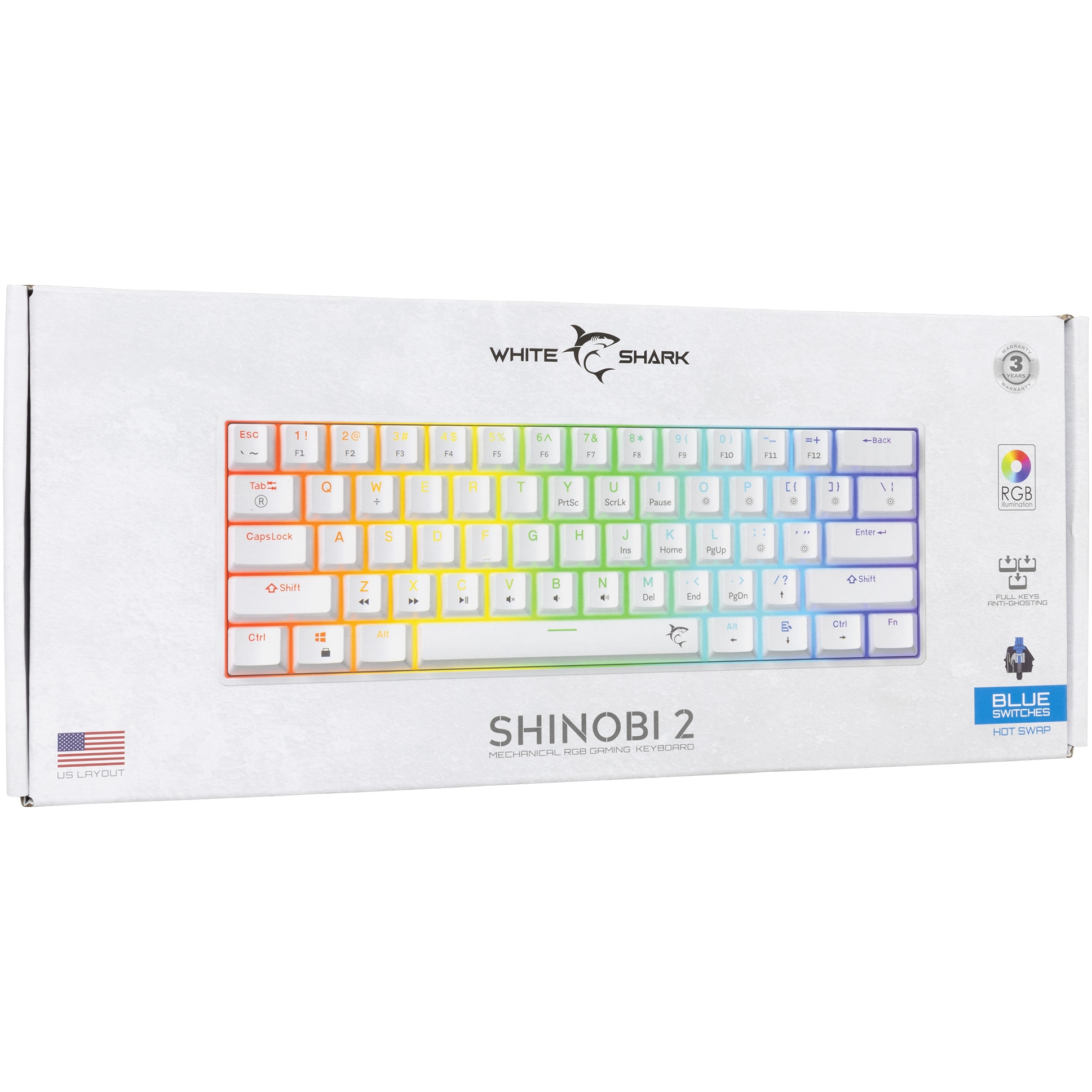 Tastatura Mecanica Gaming cu fir White Shark SHINOBI v2, BLUE