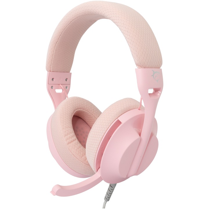 Casti Gaming cu fir White Shark PARROT Over-Ear, Stereo, 40mm Driver, Microfon, Control Volum pe Casca, Cablu 1.8m, Compatibil PC, PS4/5, Xbox si MAC, Interfata 3.5mm Jack, adaptor 2 x 3.5mm Jack inclus, Roz
