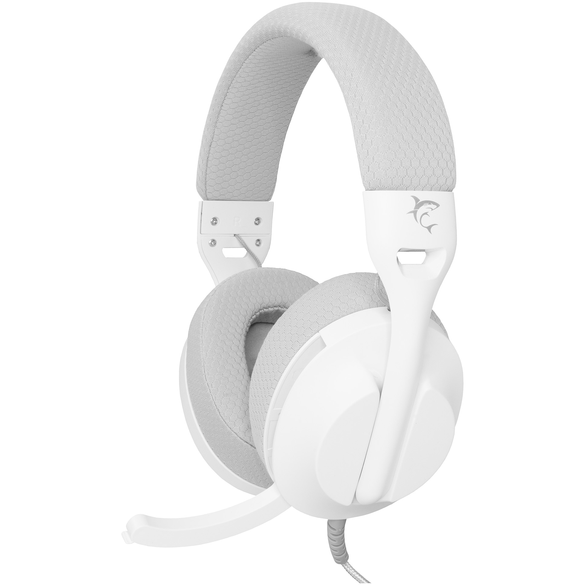 Casti Gaming cu fir White Shark PARROT Over-Ear, Stereo, 40mm Driver, Microfon, Control Volum pe Casca, Cablu 1.8m, Compatibil PC, PS4/5, Xbox si MAC, Interfata 3.5mm Jack, adaptor