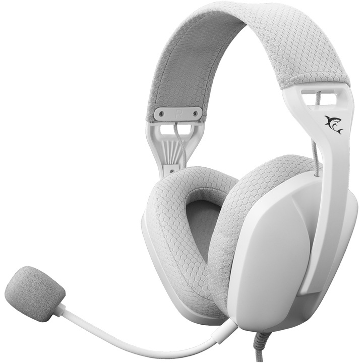 White Shark SPARROW Vezetékes Gamer Fejhallgató, Over-Ear, Sztereó, 40mm-es meghajtó, Levehető mikrofon, Vezetéken elhelyezett hangerőszabályzó, 2m-es fonott kábel, Kompatibilis PC-vel, PS4/5-tel, Xbox-szal és MAC-kel, 3.5mm Jack csatlakozó, Fehér