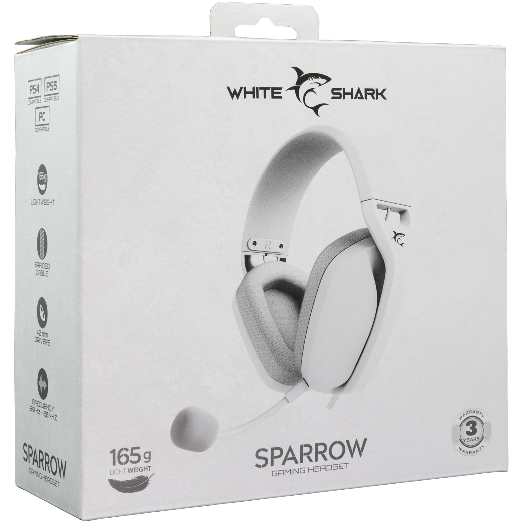 Casti Gaming cu fir White Shark SPARROW Over-Ear, Stereo