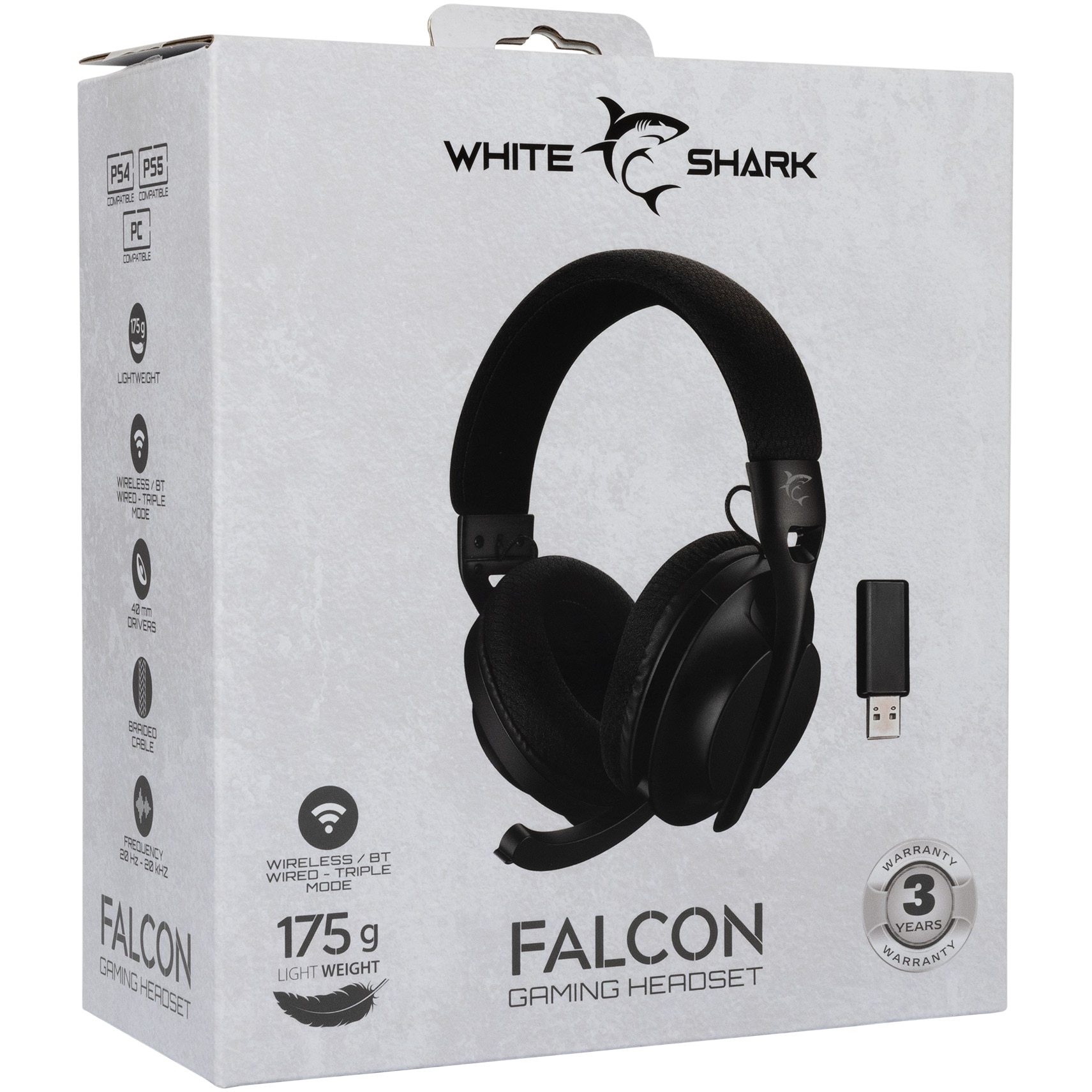 Căști wireless, WHITE SHARK WGH-2441 Falcon, Bluetooth 5.0, negru