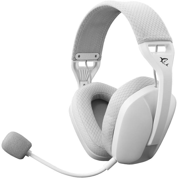 Casti Gaming Wireless White Shark BUTTERFLY Over-Ear, Stereo, 40mm Driver, Bluetooth / 2,4Ghz, Autonomie 20h, Microfon Detasabil, Control Volum pe Casca, Compatibil PC, PS4/5, MAC, Alb